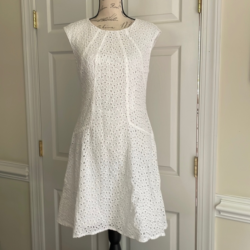 London Times White Eyelet Dress